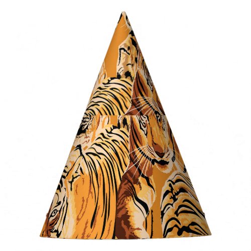 Vintage Tiger Safari Wildlife Pattern Party Hat
