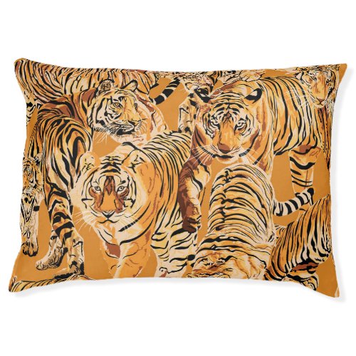 Vintage Tiger Safari Wildlife Pattern Pet Bed