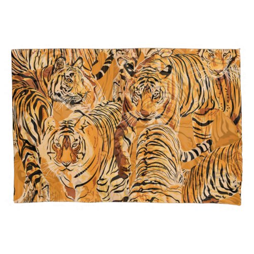 Vintage Tiger Safari Wildlife Pattern Pillow Case