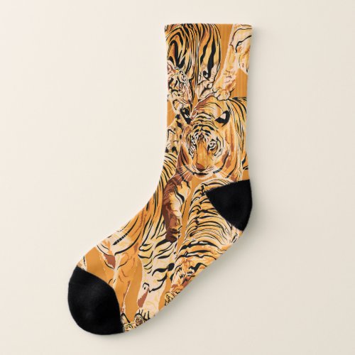 Vintage Tiger Safari Wildlife Pattern Socks