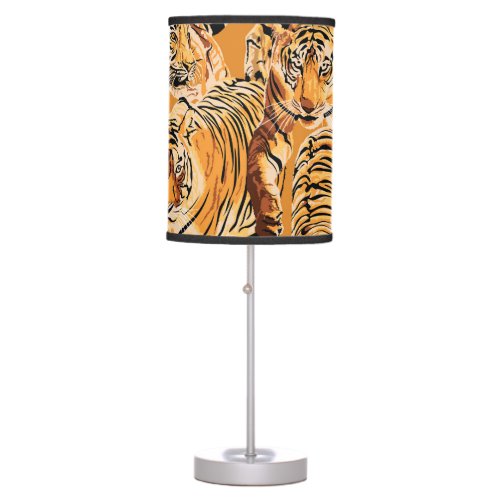 Vintage Tiger Safari Wildlife Pattern Table Lamp