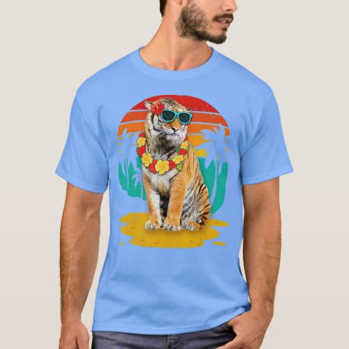 Vintage Tiger Wearing Sunglasses Hawaii Summer Men T_Shirt