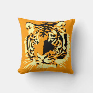 Vintage Tiger Wildlife Biology Illustration Throw Pillow
