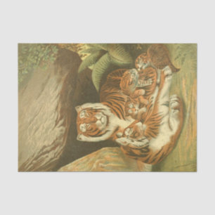 Vintage tigers decoupage crafting lovers tissue paper