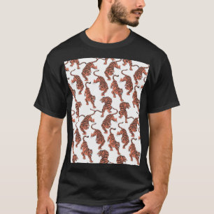 Vintage tigers, hand-drawn seamless pattern. T-Shirt