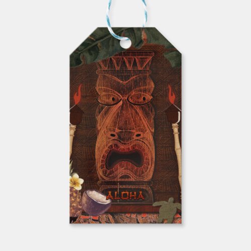 Vintage Tiki Aloha Hawaiian Luau Birthday Party Gift Tags