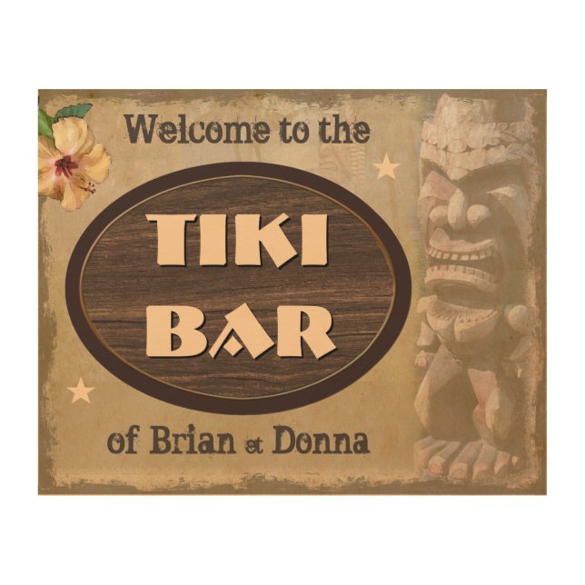 Vintage Tiki Bar Sign with Your Name(s) (Front)