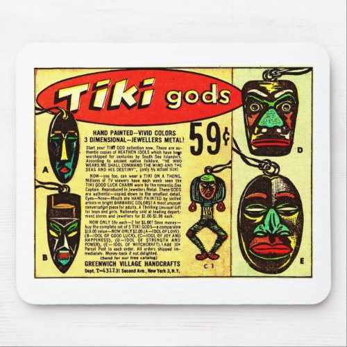 Vintage Tiki Gods Back of Comic Book Ad Mouse Pad