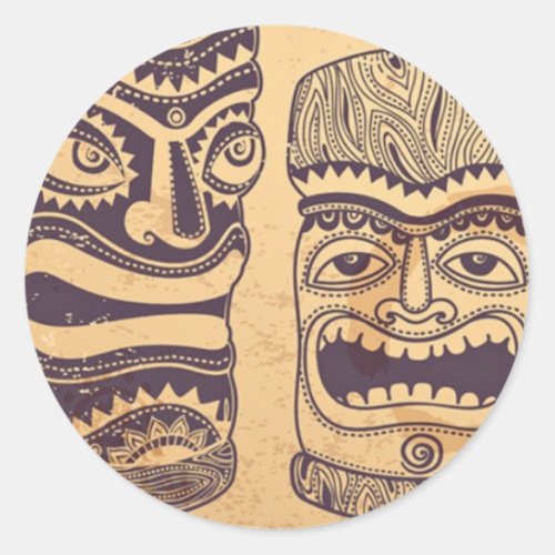 Vintage Tiki Set Classic Round Sticker