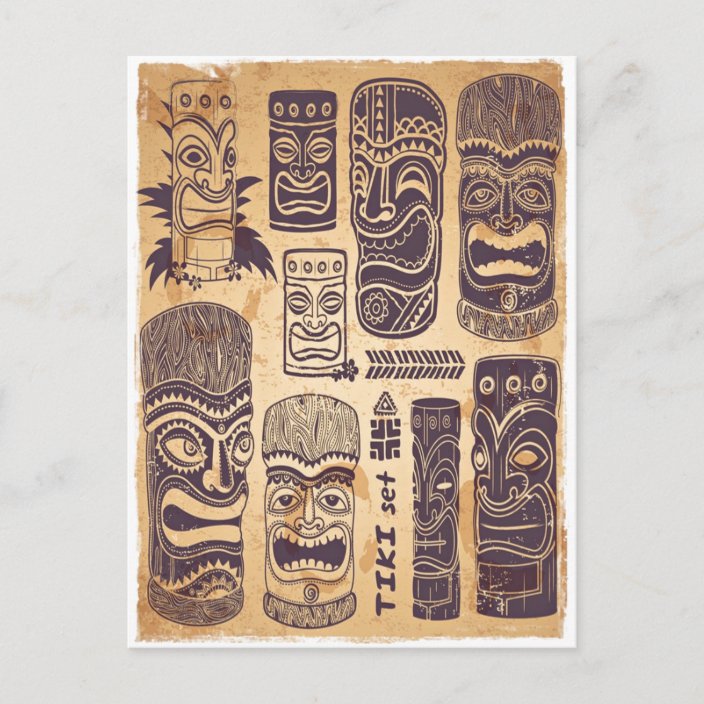 Vintage Tiki Set Postcard | Zazzle.com