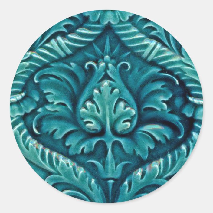 Vintage Tile Designs Arts And Crafts Art Nouveau Classic Round Sticker Zazzle Com