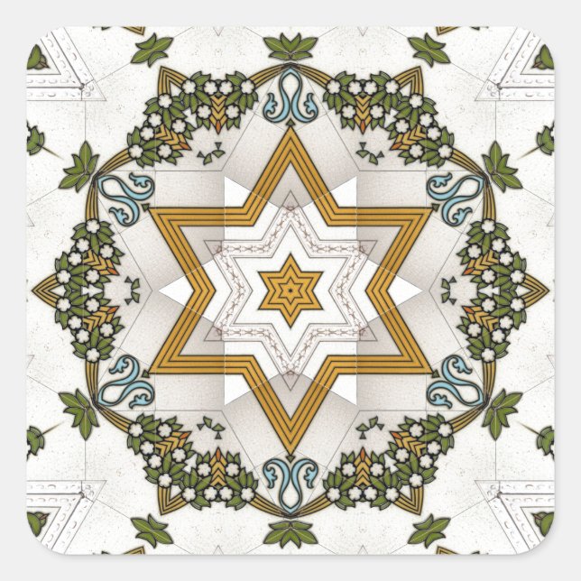 vintage tile square sticker (Front)