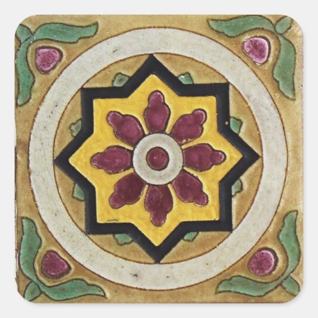 Vintage Tile Square Sticker (Front)