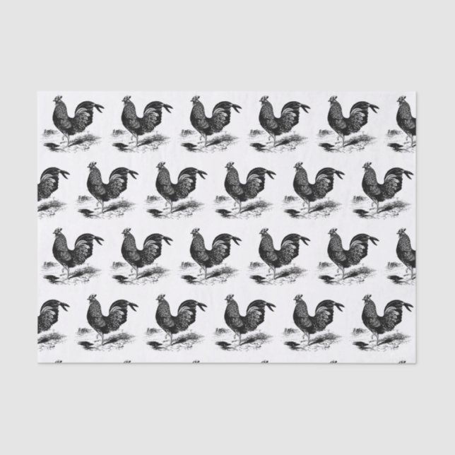 Vintage tiled rooster party tissue tissue paper (Front)