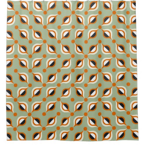 Vintage tiles 1960s abstract background shower curtain