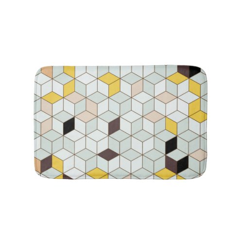 Vintage tiles geometric black white pattern bath mat
