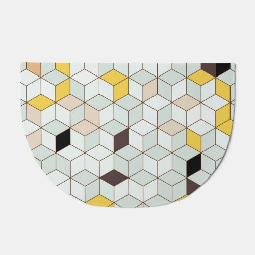 Vintage tiles geometric black white pattern doormat
