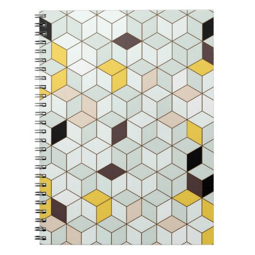 Vintage tiles geometric black white pattern notebook