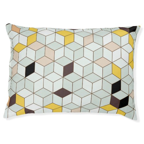 Vintage tiles geometric black white pattern pet bed
