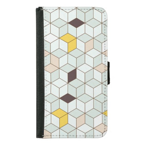 Vintage tiles geometric black white pattern samsung galaxy s5 wallet case