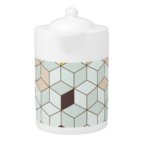 Vintage tiles geometric black white pattern teapot