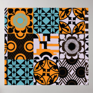 Vintage tiles: intricate decorative details. poster