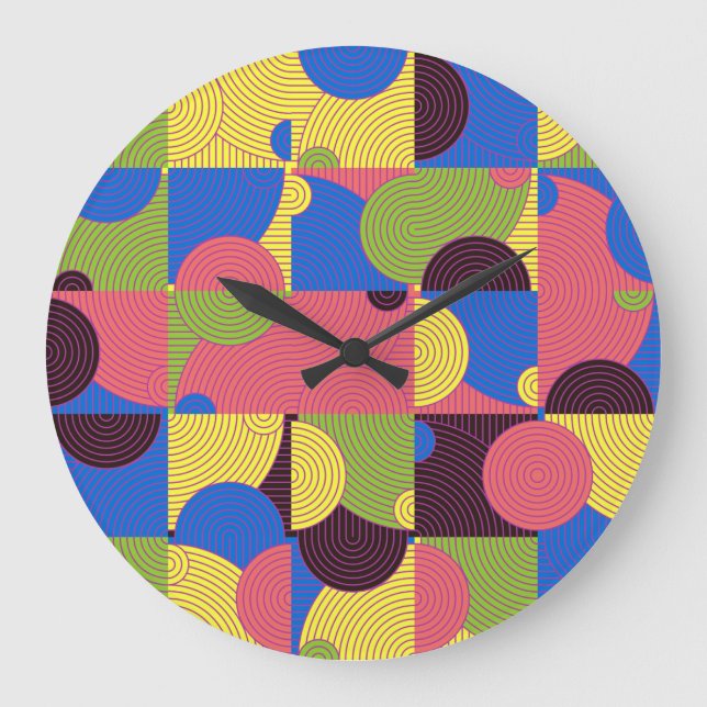Vintage Tiles Retro 1960s Pattern Large Clock (Front)