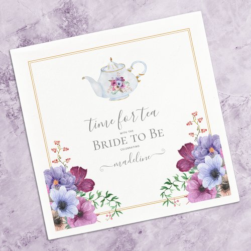 Vintage Time For Tea Floral Bridal Shower Napkins