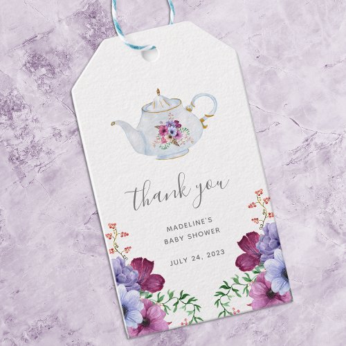 Vintage Time For Tea Floral Bridal Thank You Gift Tags