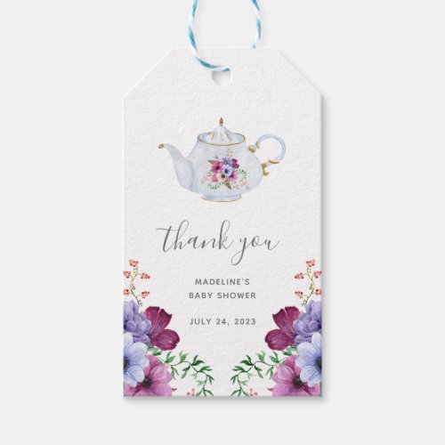 Vintage Time For Tea Floral Bridal Thank You Gift Tags