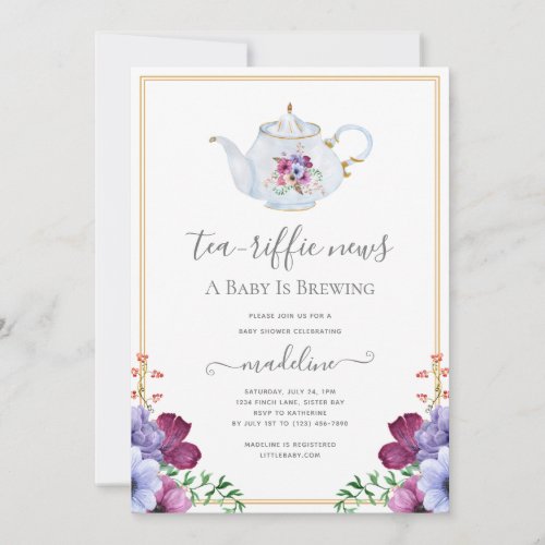 Vintage Time For Tea with the Mom to Be Floral Invitation