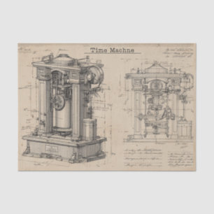 Vintage Time Machine Blueprint Tissue Paper