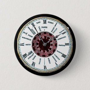 Vintage time zone watch pinback button