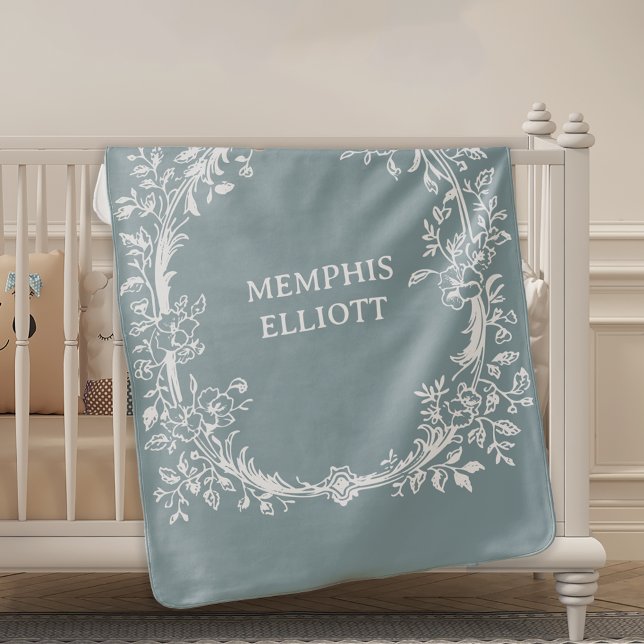 Vintage Timeless Floral Blue Baby Baby Blanket (Creator Uploaded)