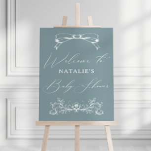 Vintage Timeless Floral Blue Baby Shower Foam Board
