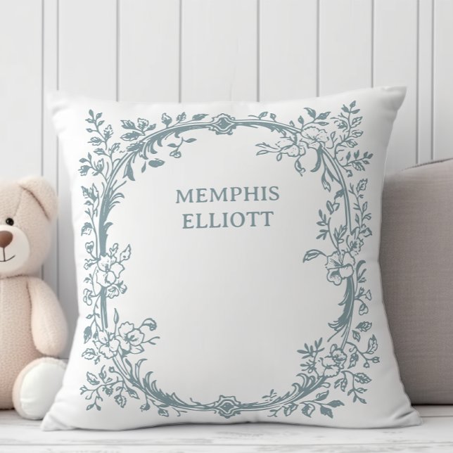 Vintage Timeless Floral Blue Baby Throw Pillow (Creator Uploaded)