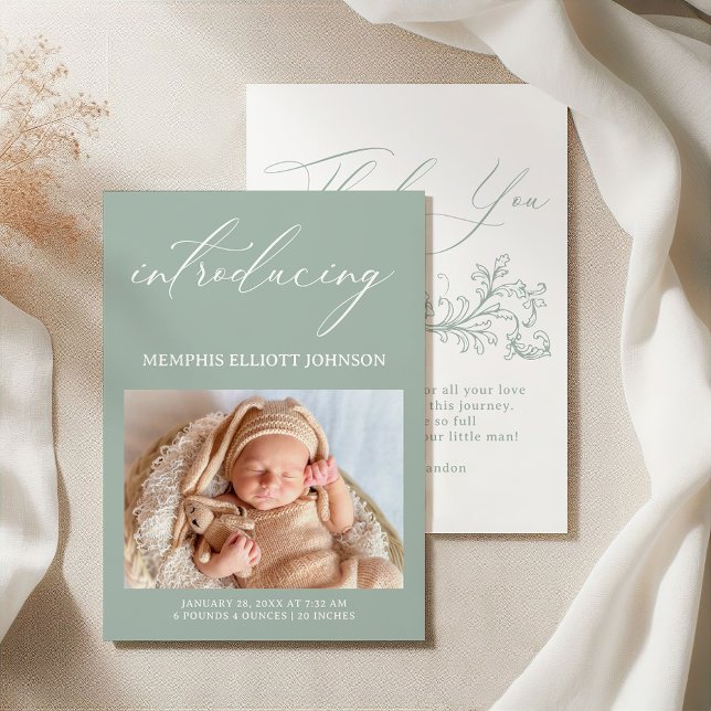 Vintage Timeless Floral Green Baby Invitation (Creator Uploaded)