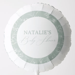 Vintage Timeless Floral Green Baby Shower Balloon