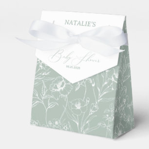 Vintage Timeless Floral Green Baby Shower Favor Boxes