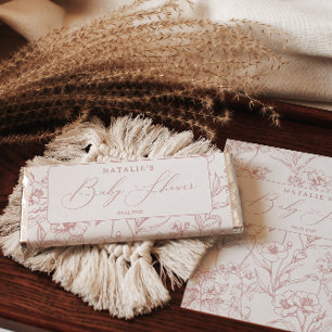 Vintage Timeless Floral Pink Baby Shower Hershey Bar Favors