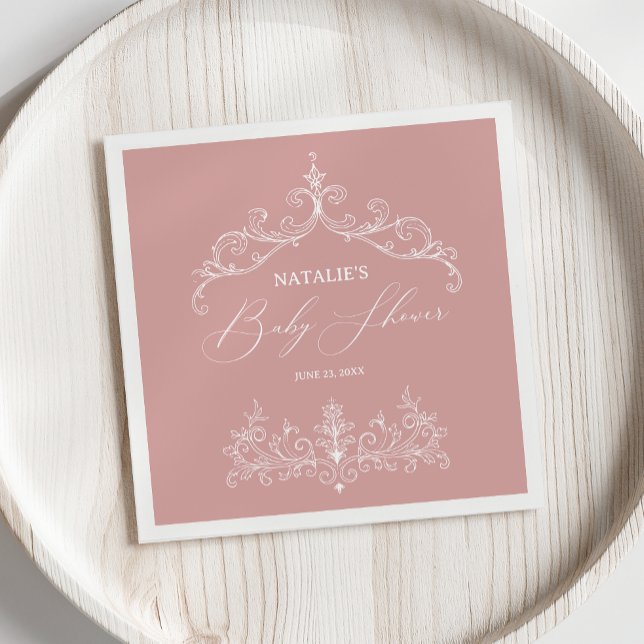 Vintage Timeless Floral Pink Baby Shower Napkins (Creator Uploaded)