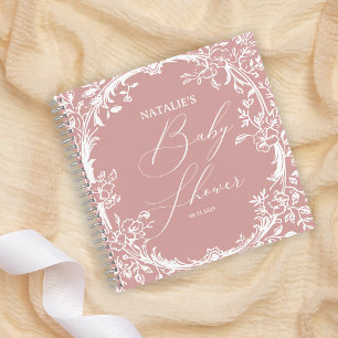 Vintage Timeless Floral Pink Baby Shower Notebook