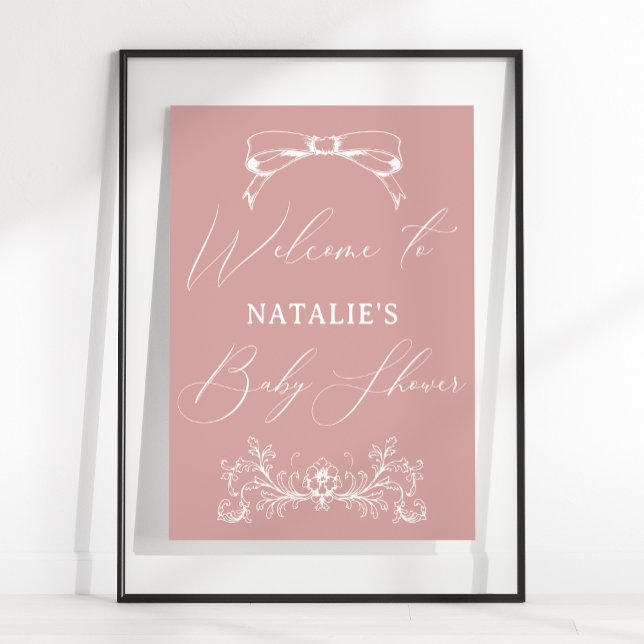 Vintage Timeless Floral Pink Baby Shower Sign (Creator Uploaded)