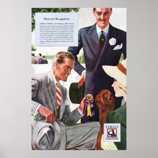 Vintage Timely Clothes Ad from 1937 Poster | Zazzle