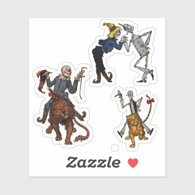 Vintage TinMan, Scarecrow, and Lion Sticker (Sheet)