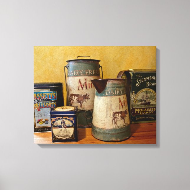 Vintage Tins and Jugs Canvas Print (Front)