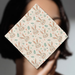 Vintage Tiny Bunny Faces with Roses Pattern Bandana