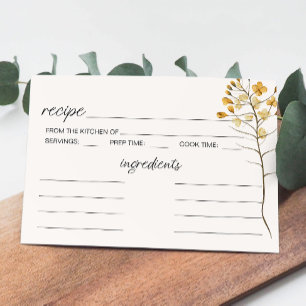 Vintage Tiny Floral Bloom Wedding Recipe Card