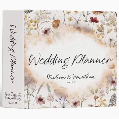 Vintage Tiny Floral Blooms Wedding Planner 3 Ring Binder