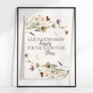 Vintage Tiny Floral Guess How Many Kisses Game Poster at Zazzle